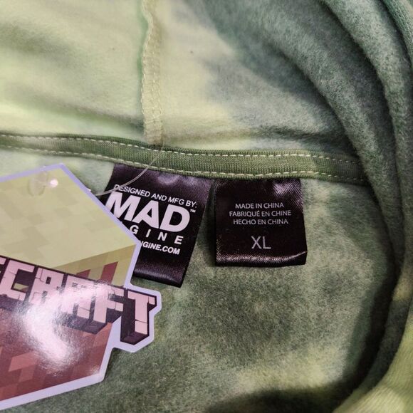 Youth XL Minecraft Hoodie – Creeper Graphic, Green Tie-Dye - Picture 4 of 5